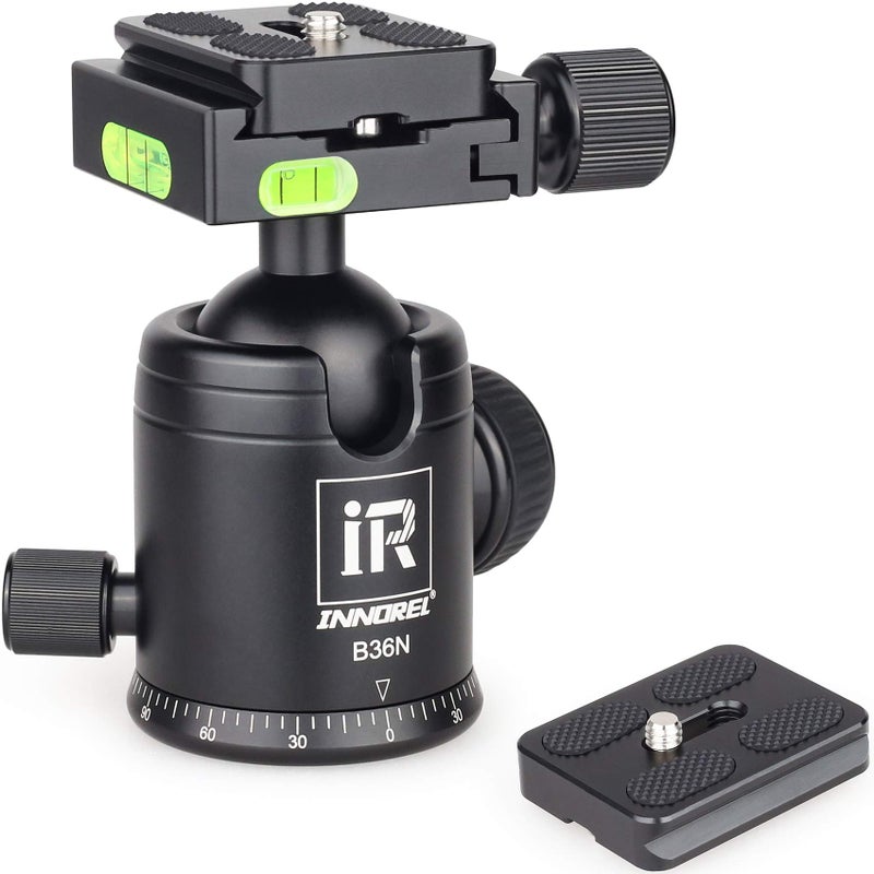 Innorel Tripod Ball Head, Camera Tirpod Ball Head Mount 36MM Diameter Ball INNOREL B36N All Metal CNC Panorama Ballhead 1/4" Screw 3/8" Hole for DSLR Camera Camcorder Tripod Monopod Slider (B36N) - Image 1